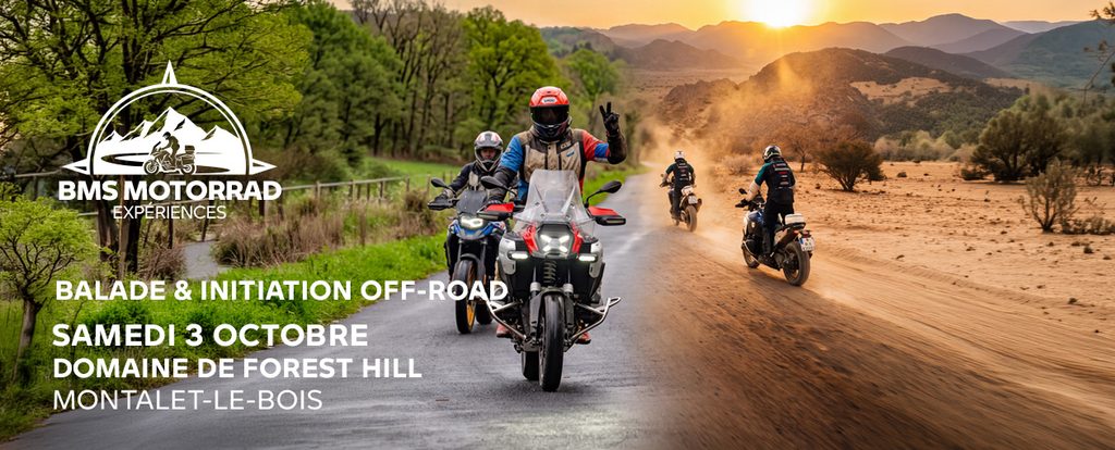 Bannière événement balade et off-road bmw motorrad groupe bms